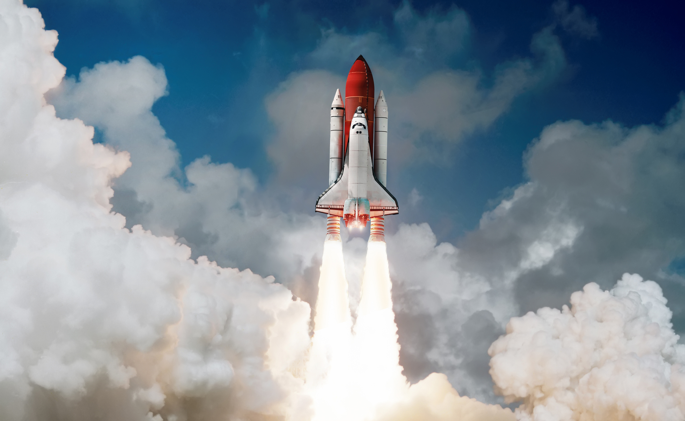 A rocket taking off