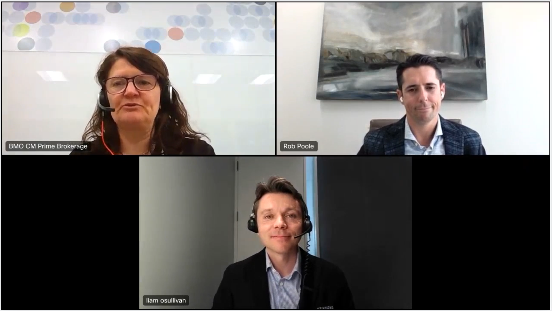 three people on a video chat