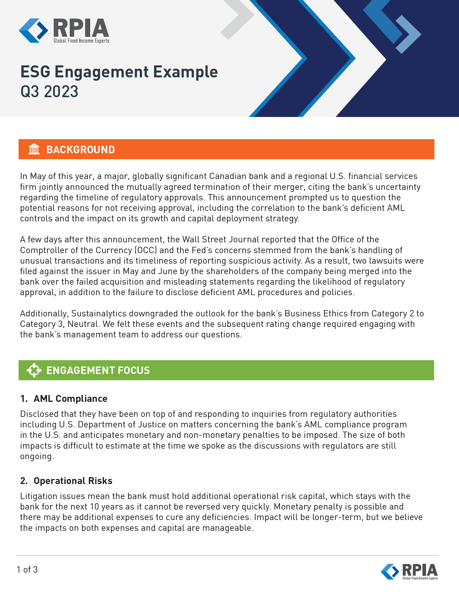 Q3 2023 ESG Engagement Example