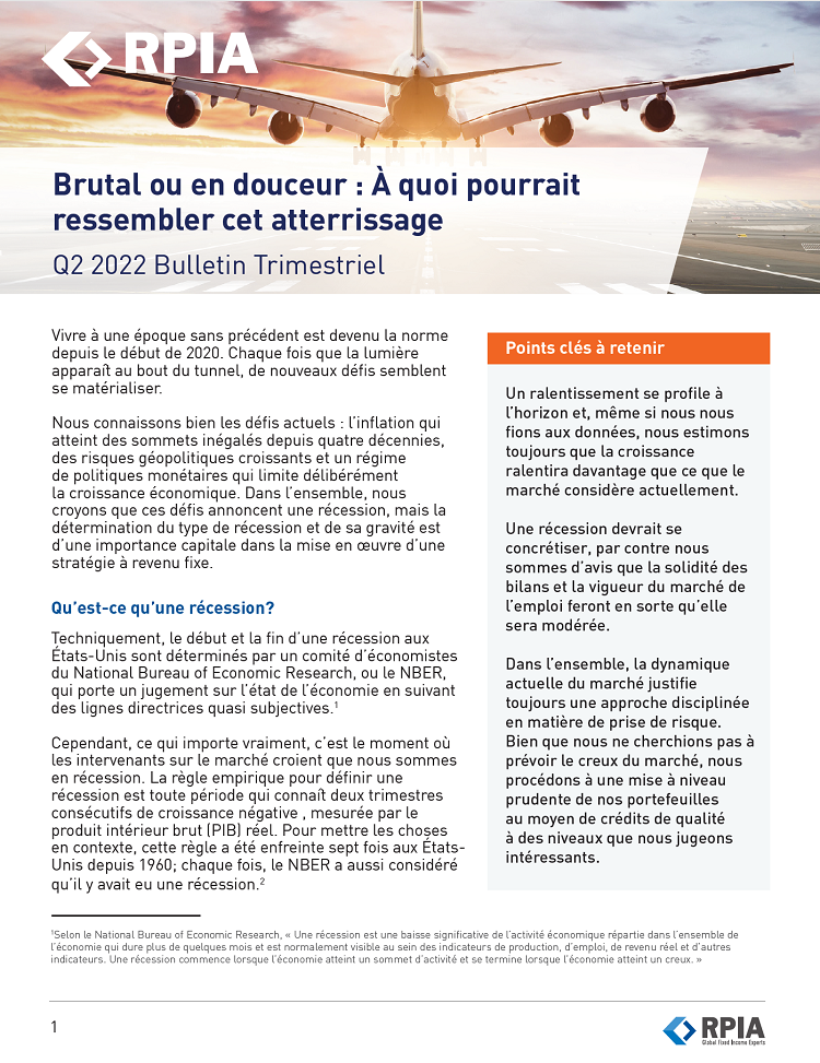 RPIA Q2 2022 Bulletin Trimestriel